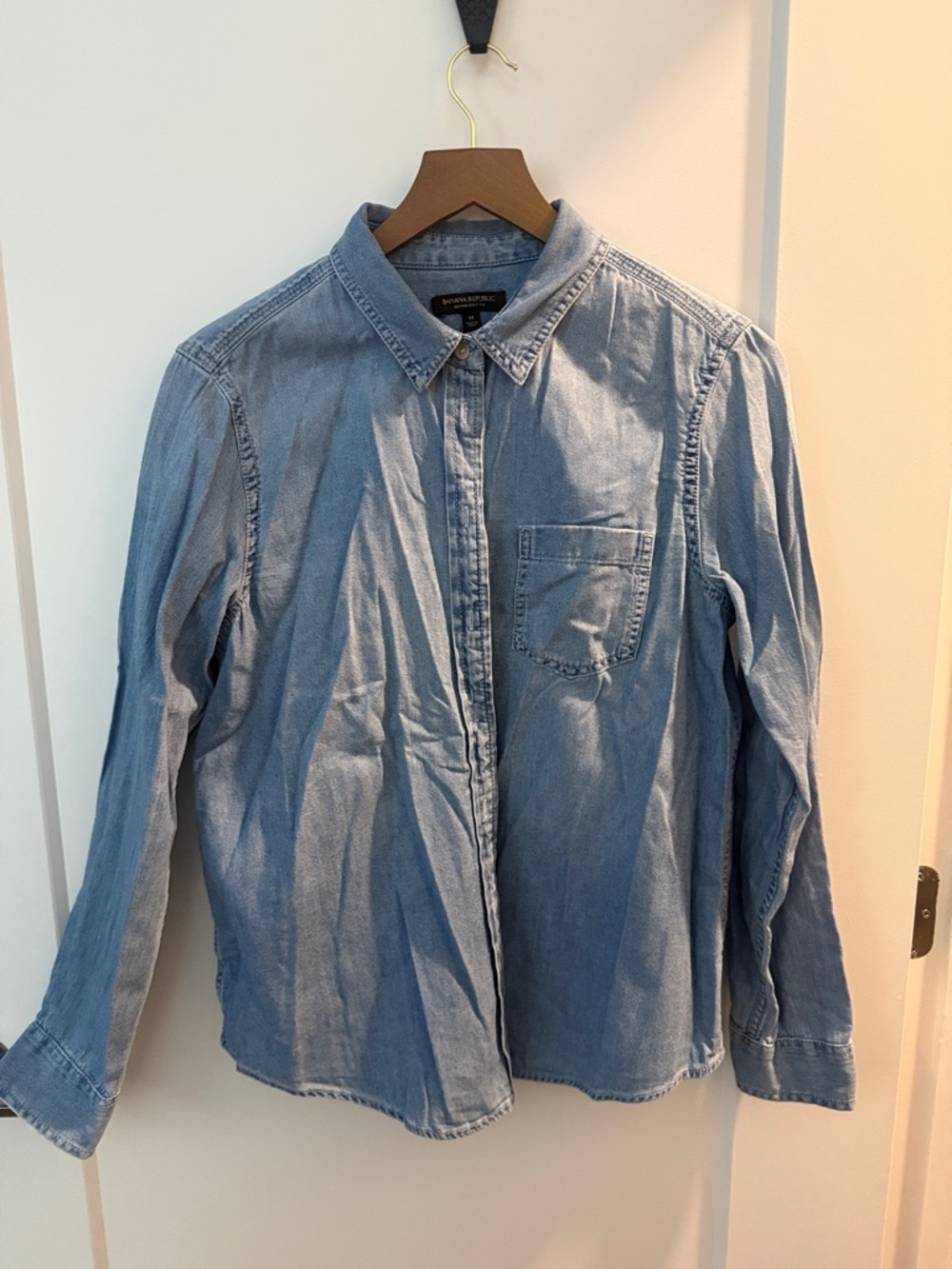 Banana Republic Light Washed Blue Denim Button-Down Shirt